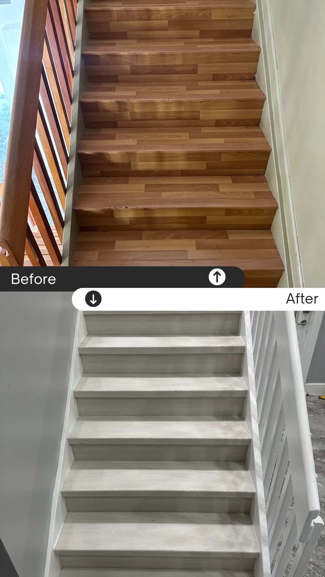 Before after stair renovation