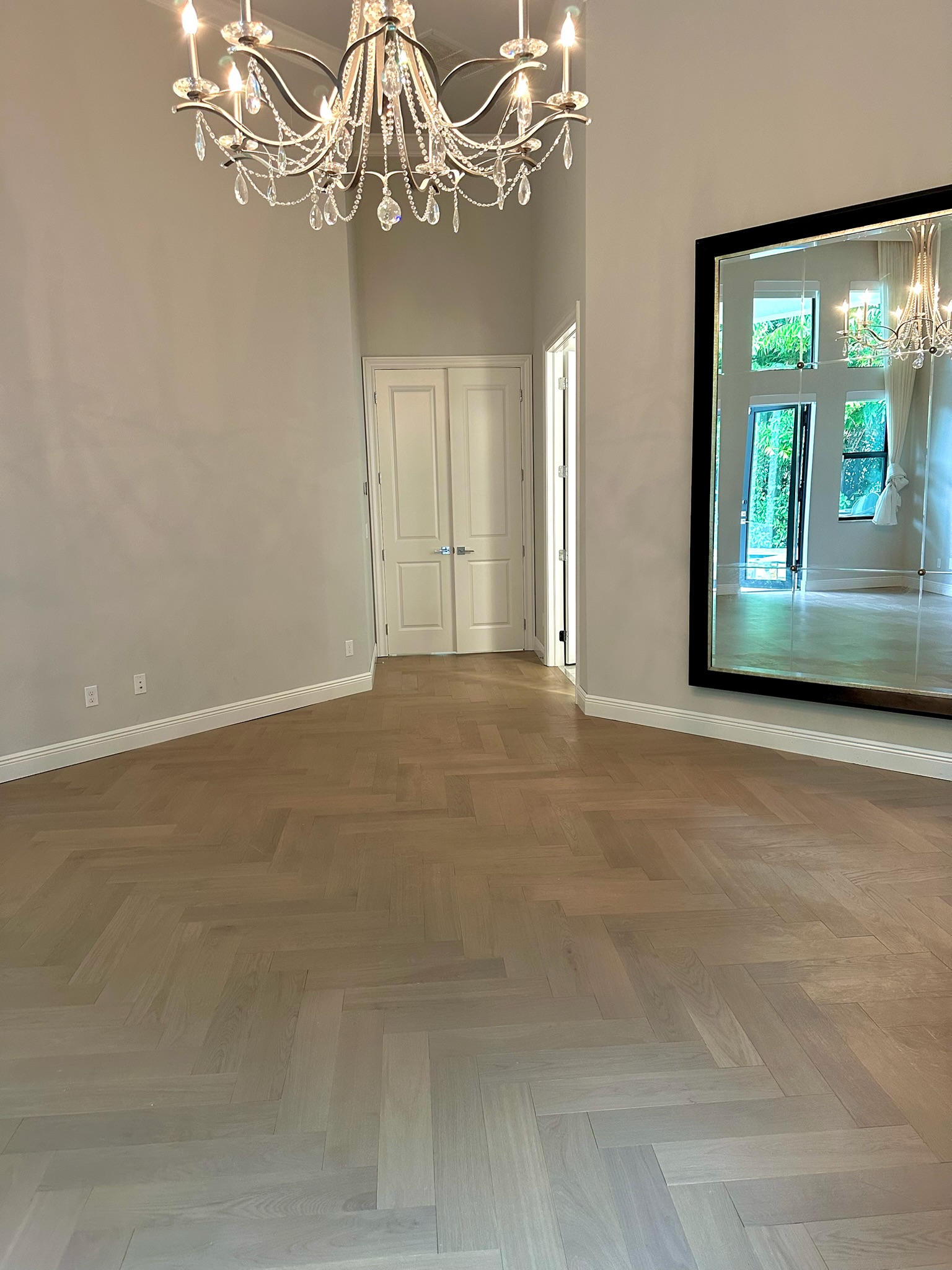 Herringbone hardwood flooring